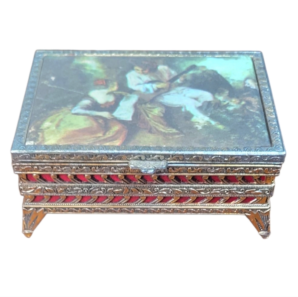 Vintage Schmid Bros Metal Jewelry Trinket Music Box